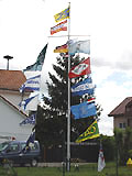 Flaggenmast in der Nähe der Schleuse Kostheim