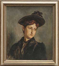 Dame mit Hut (ohne Jahr), l auf Leinwand.
